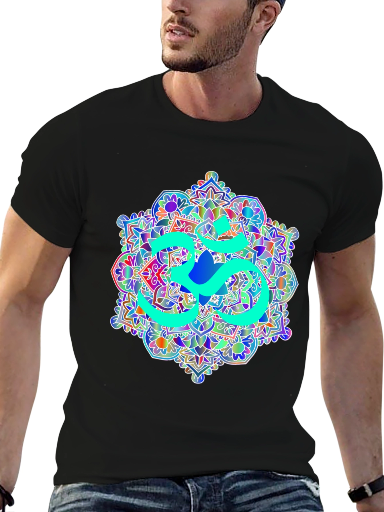 Om Mandala Graphic Tee - Black Cotton T-Shirt