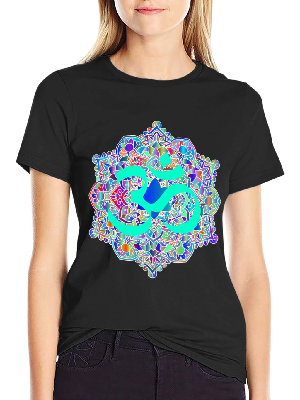 Om Mandala Graphic Tee - Black Cotton T-Shirt