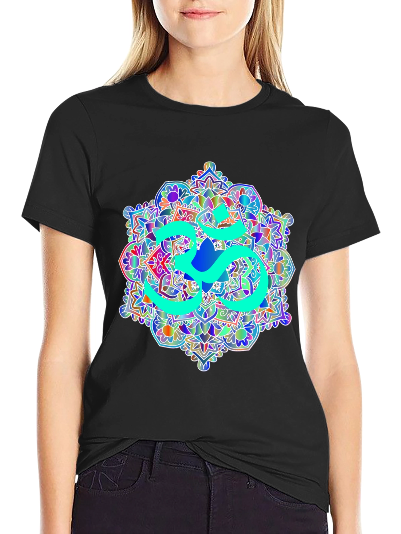 Om Mandala Graphic Tee - Black Cotton T-Shirt