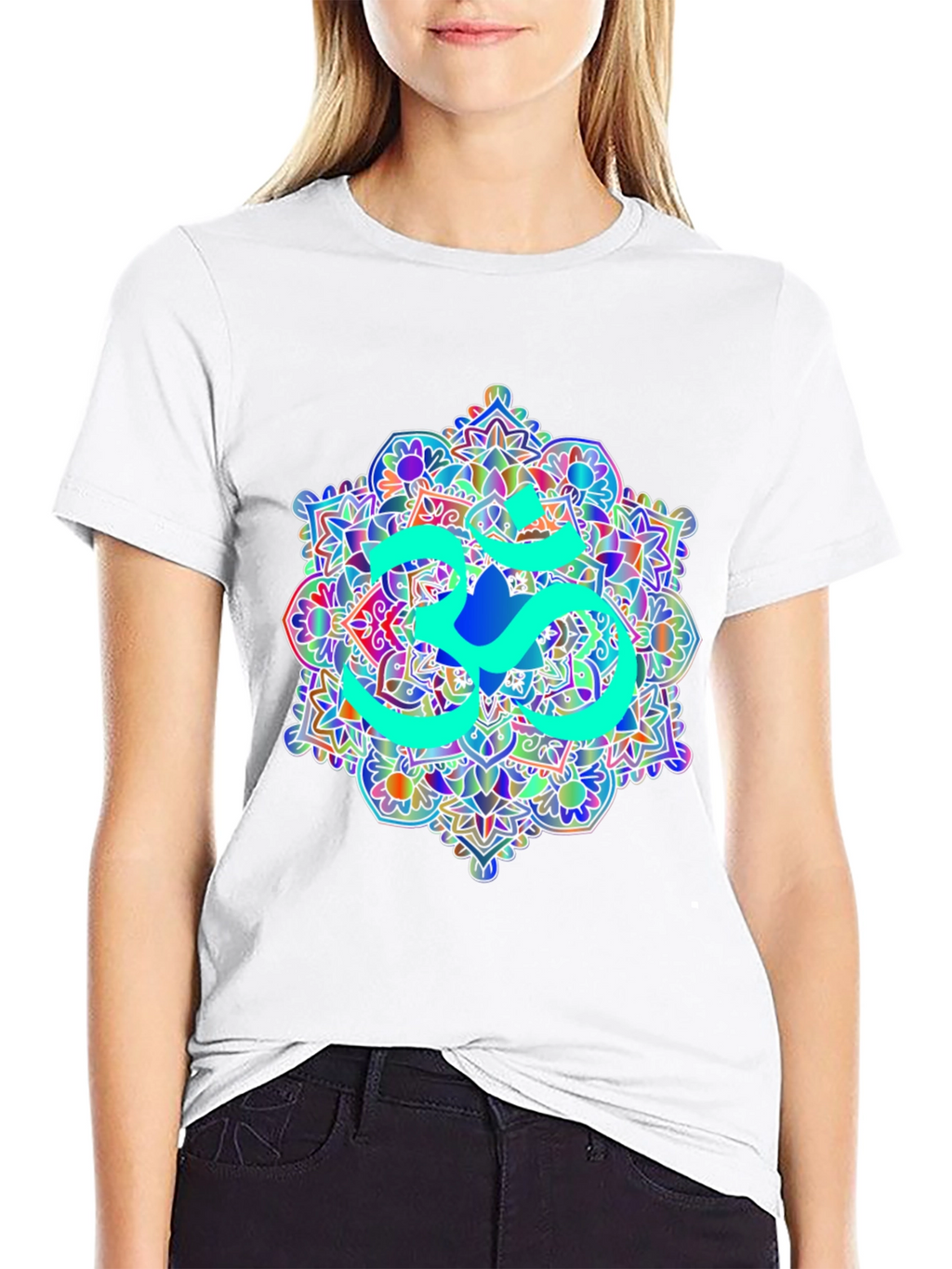 Om Mandala Graphic Tee - Black Cotton T-Shirt