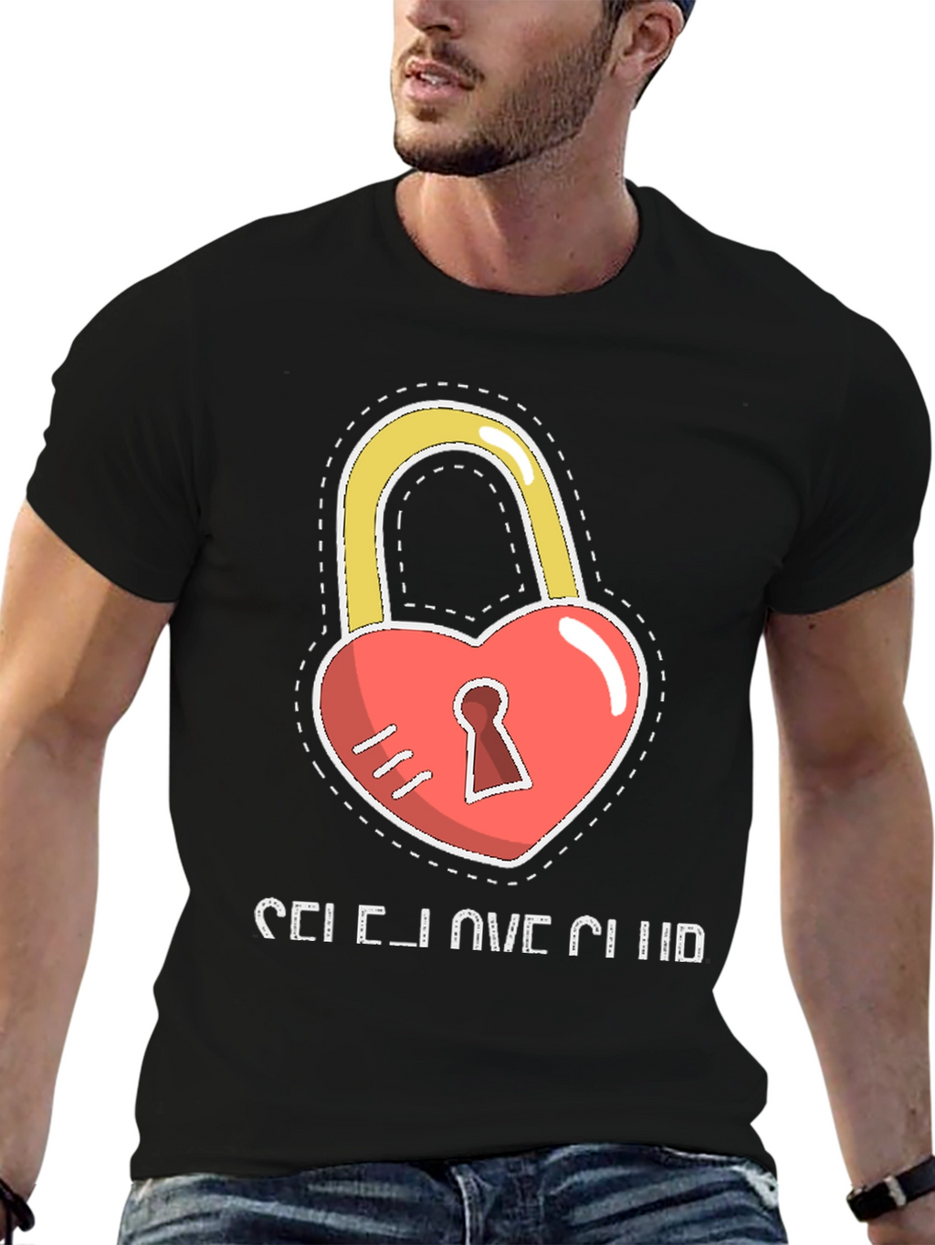 Self Love Club Heart Lock Black T-Shirt