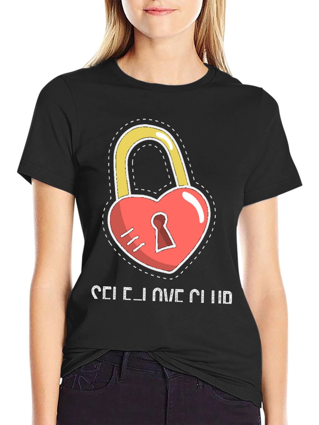 Self Love Club Heart Lock Black T-Shirt