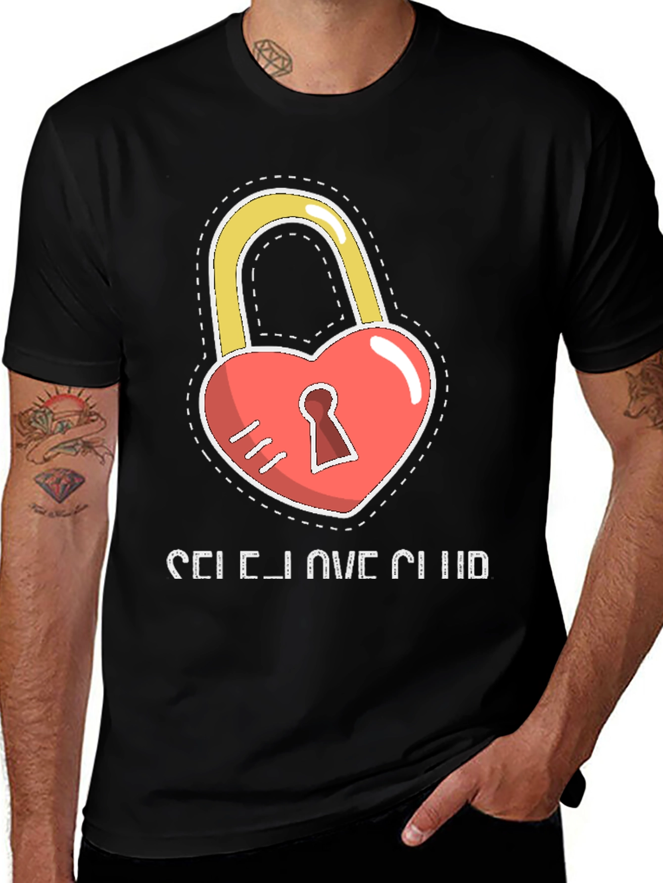 Self Love Club Heart Lock Black T-Shirt