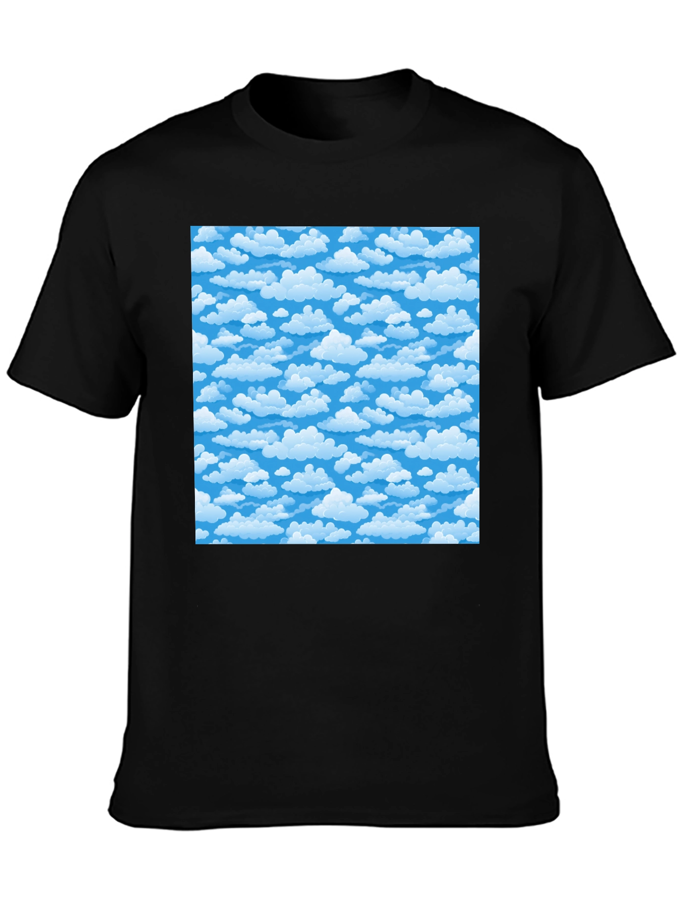Cloud Pattern T-Shirt - Black