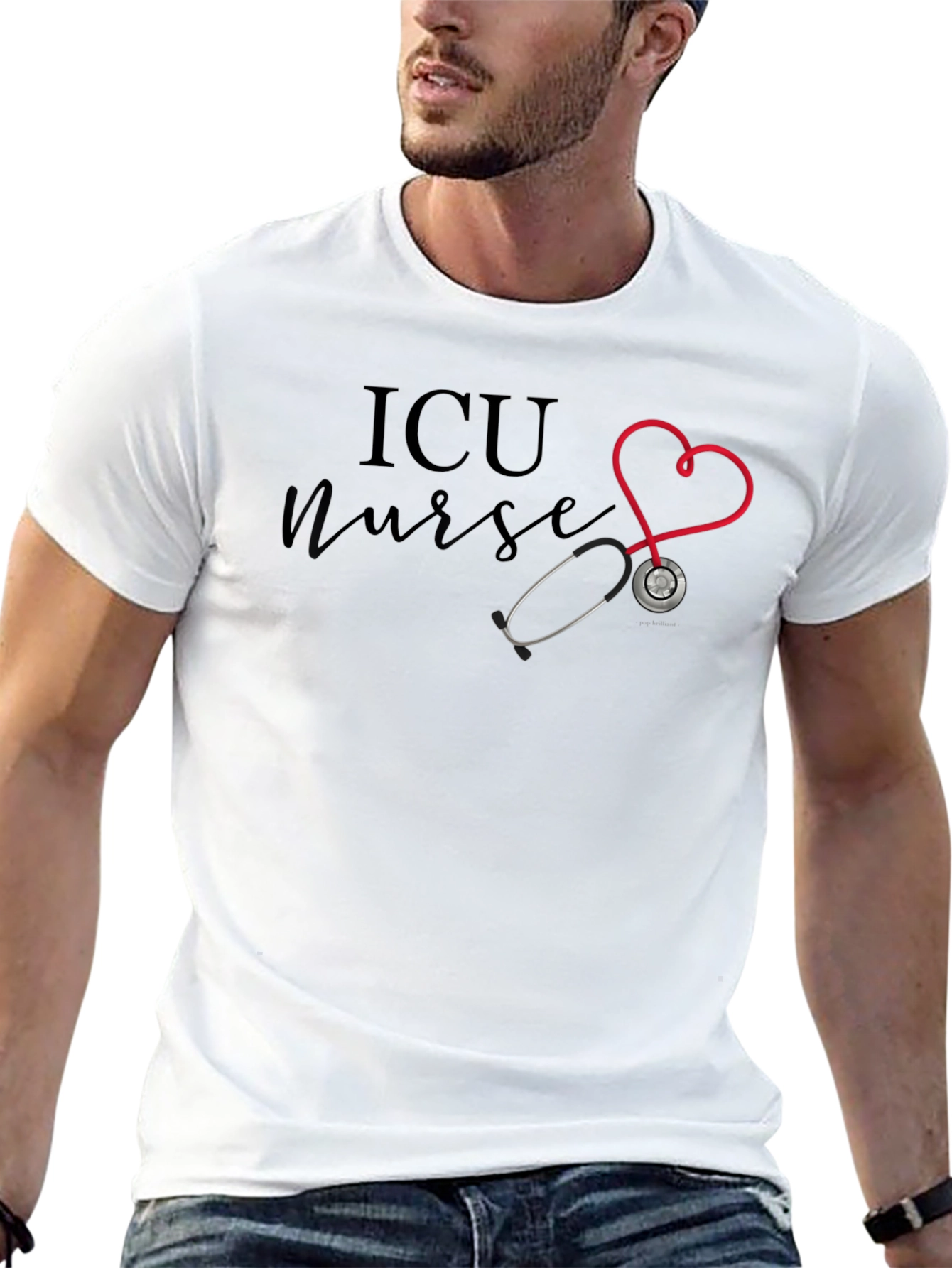 ICU Nurse Heart Stethoscope Graphic Tee