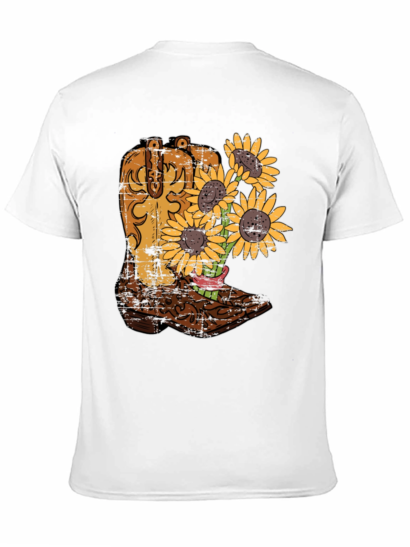 Cowboy Boot & Sunflower Graphic T-Shirt