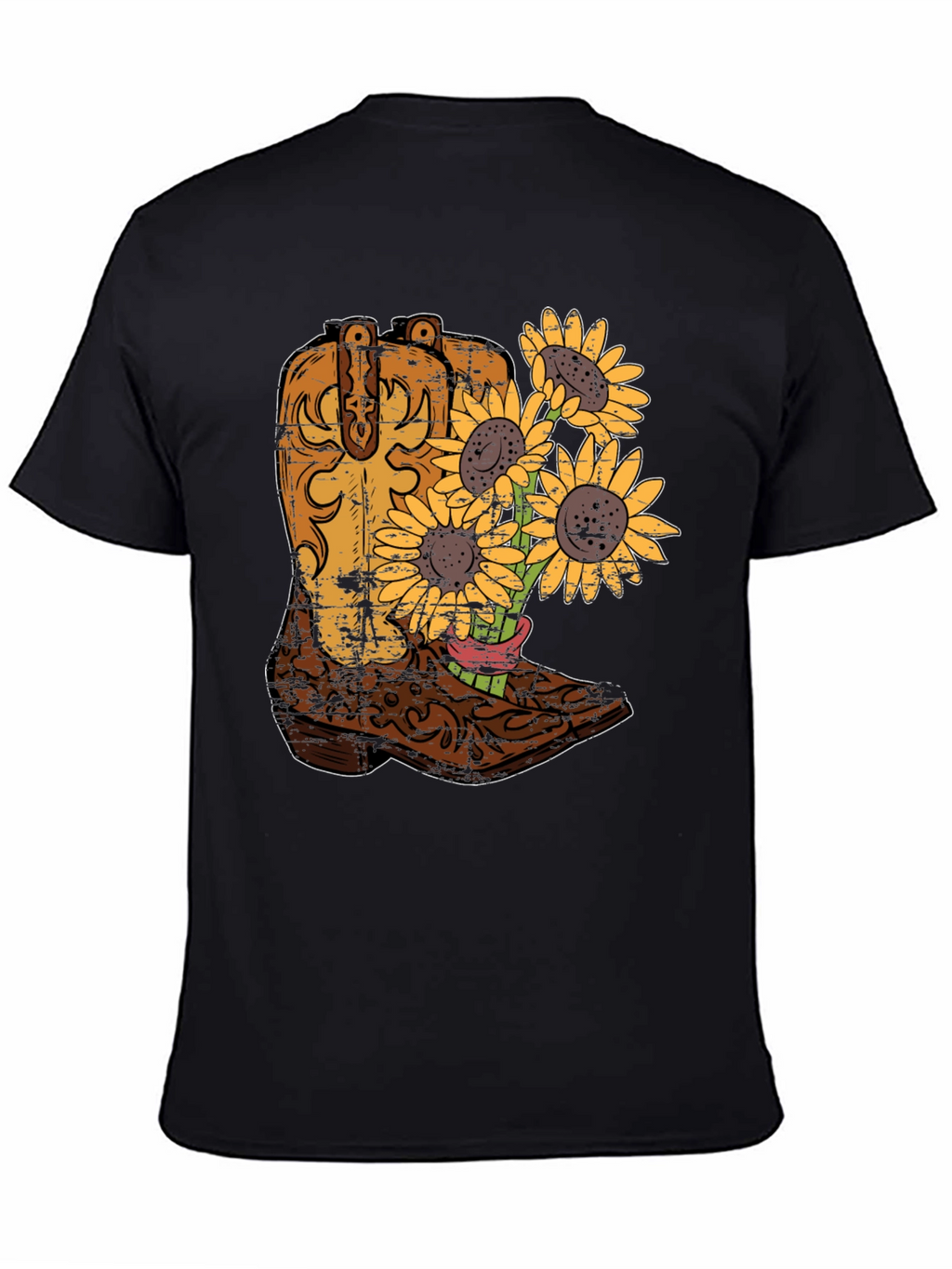 Cowboy Boot & Sunflower Graphic T-Shirt