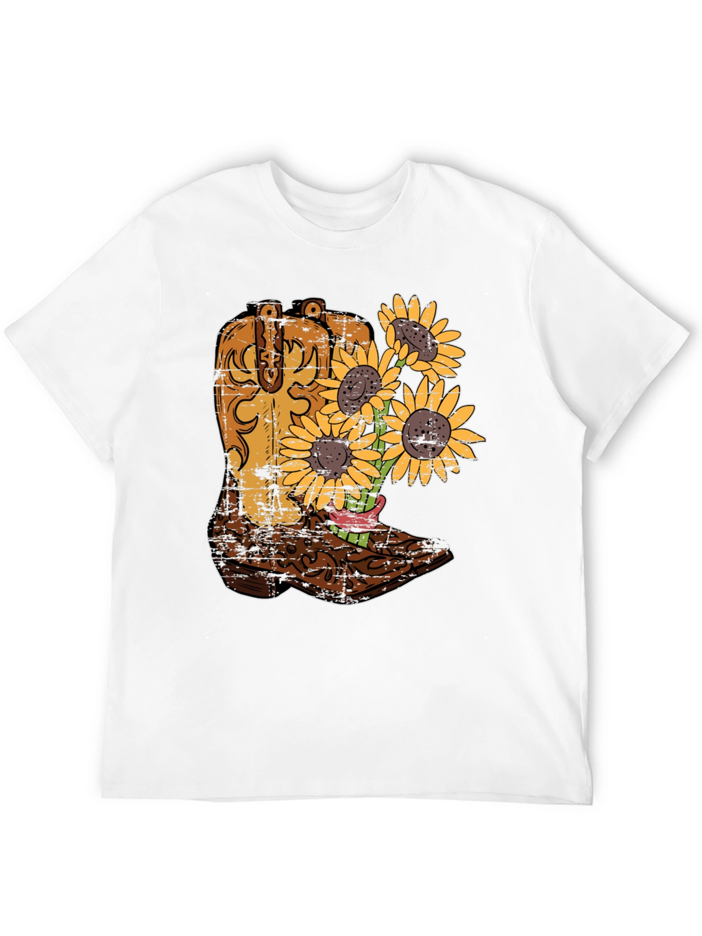 Cowboy Boot & Sunflower Graphic T-Shirt