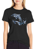 Tribal Dolphin T-Shirt - Black Cotton Tee