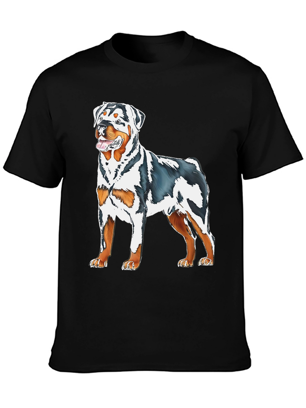Rottweiler Dog Graphic Print Black T-Shirt