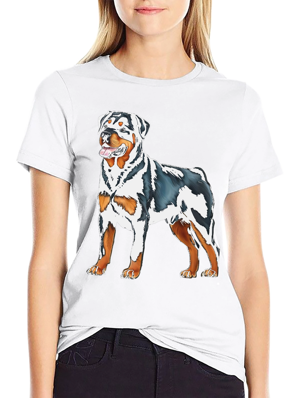 Rottweiler Dog Graphic Print Black T-Shirt