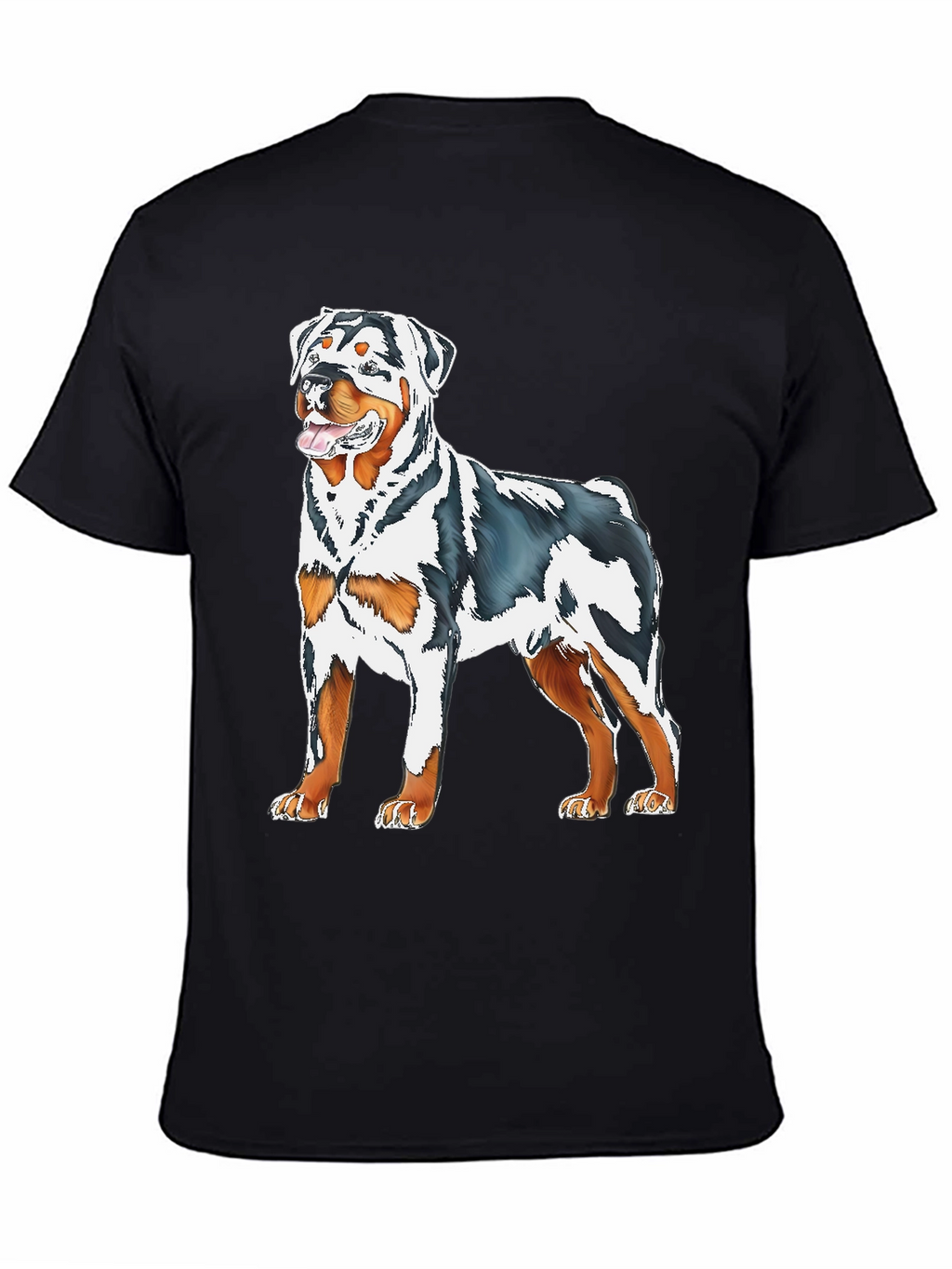 Rottweiler Dog Graphic Print Black T-Shirt