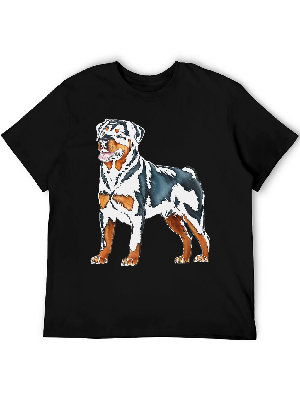 Rottweiler Dog Graphic Print Black T-Shirt