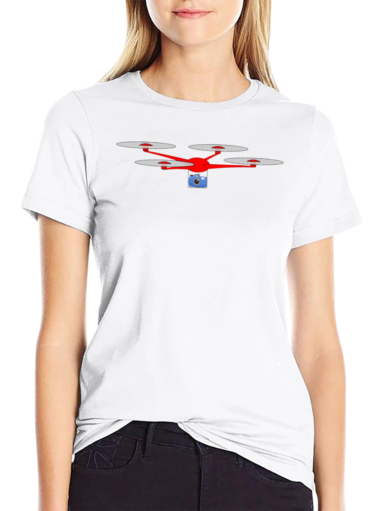 Drone Graphic T-Shirt - Black Casual Tee