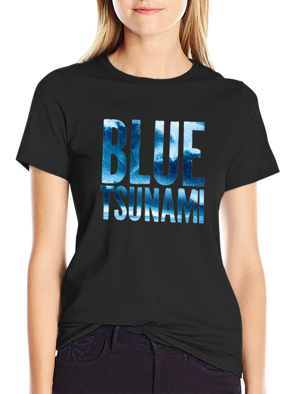 Blue Tsunami Graphic T-Shirt - Ocean Wave Design