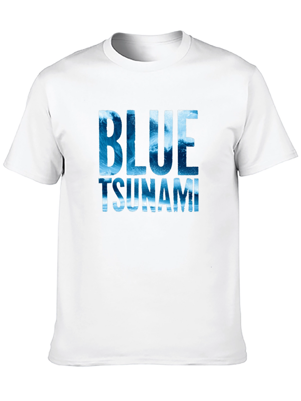Blue Tsunami Graphic T-Shirt - Ocean Wave Design