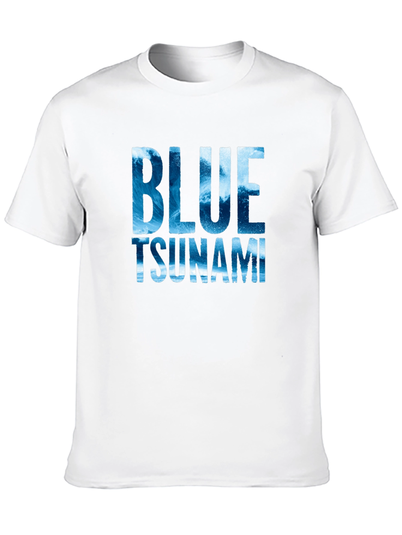 Blue Tsunami Graphic T-Shirt - Ocean Wave Design