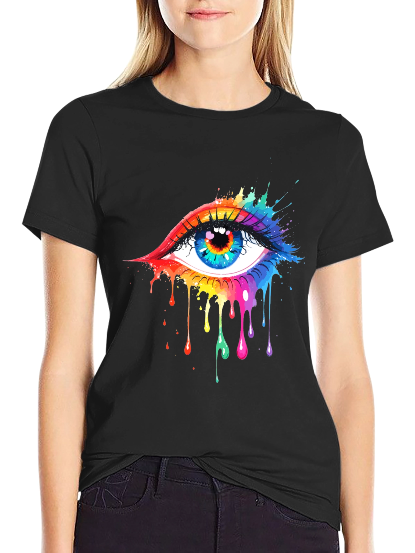 Rainbow Eye Black T-Shirt