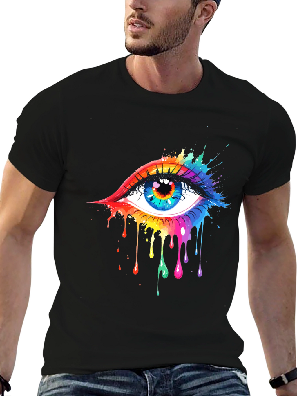 Rainbow Eye Black T-Shirt