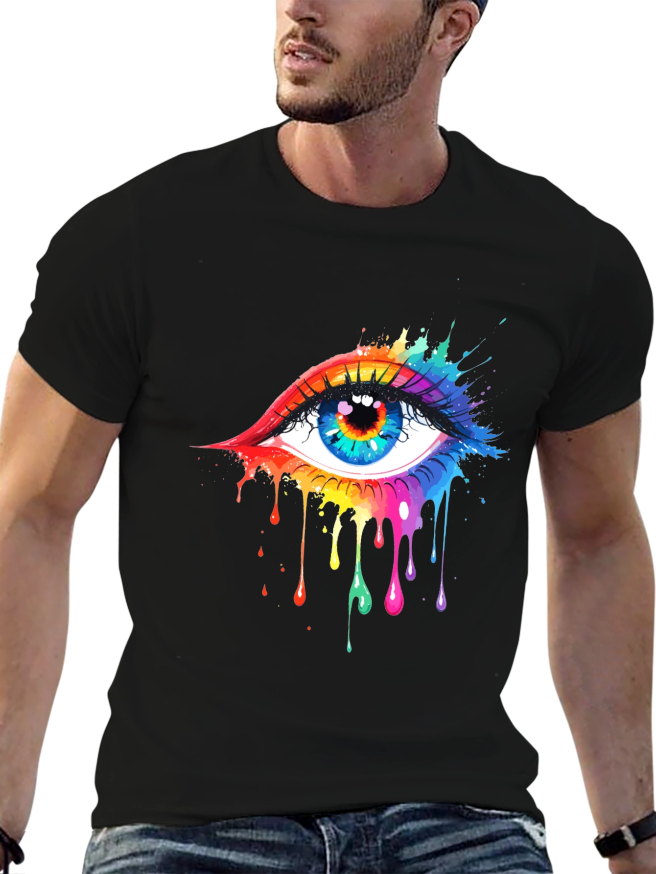 Rainbow Eye Black T-Shirt