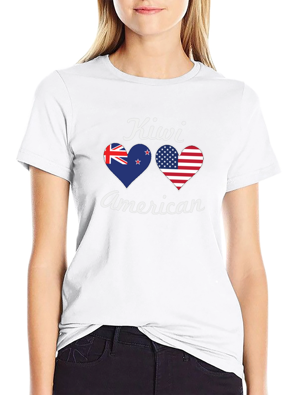 Kiwi American Flag Heart T-Shirt - Patriotic Pride