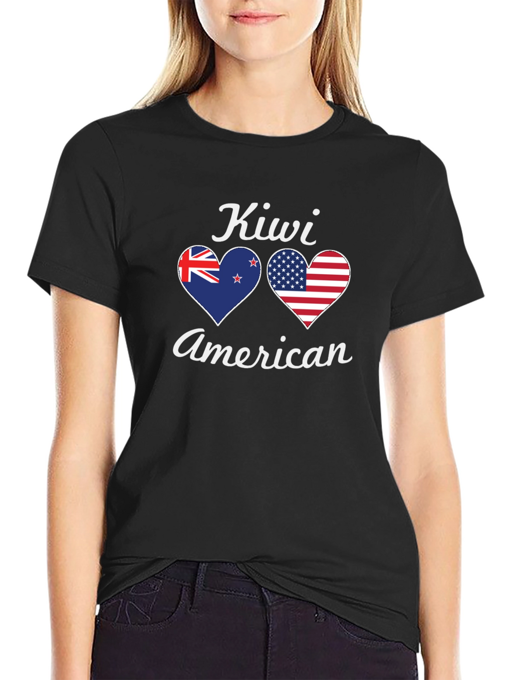 Kiwi American Flag Heart T-Shirt - Patriotic Pride