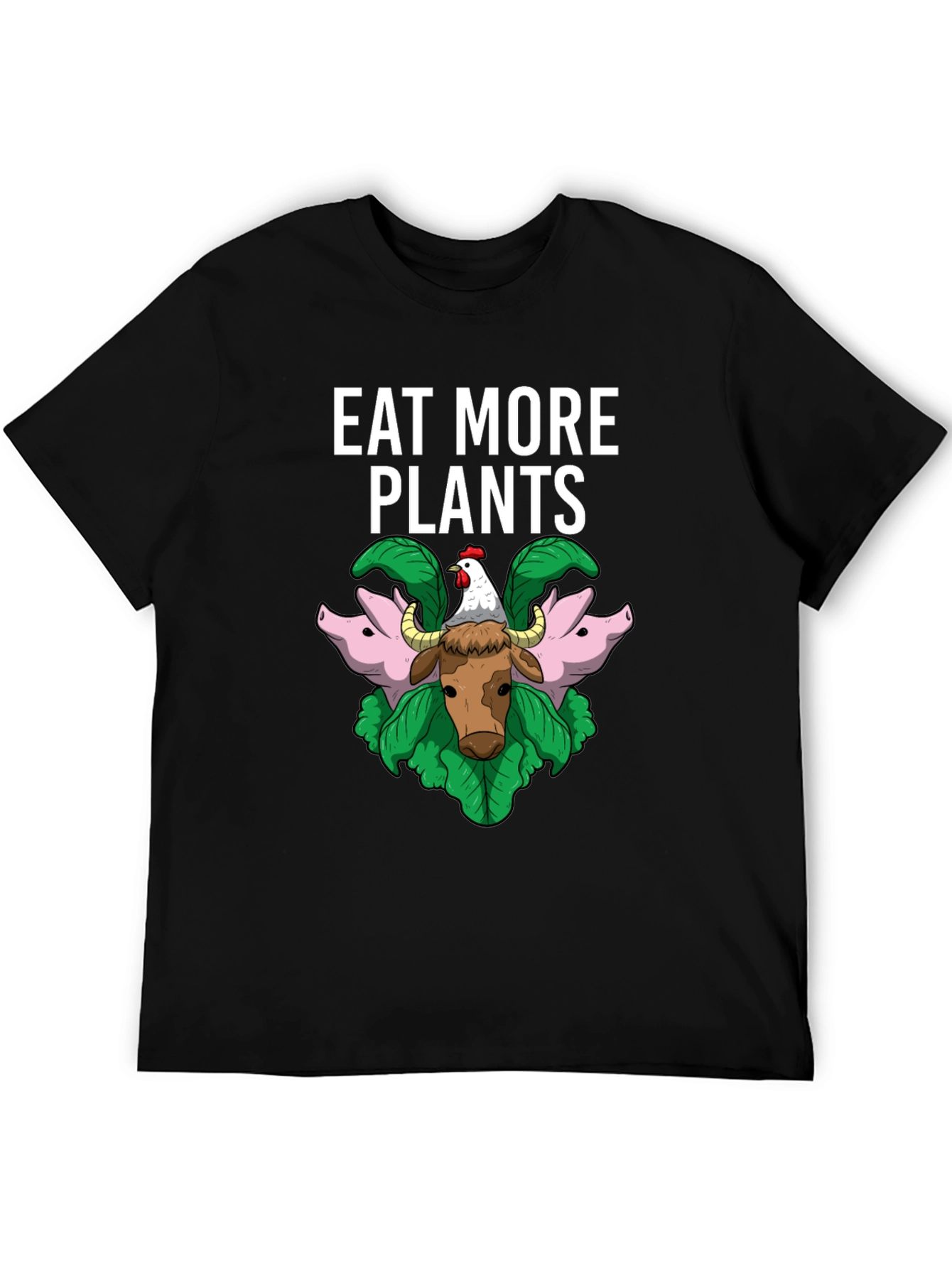 Eat More Plants Graphic T-Shirt Vegan Animal Lover Tee