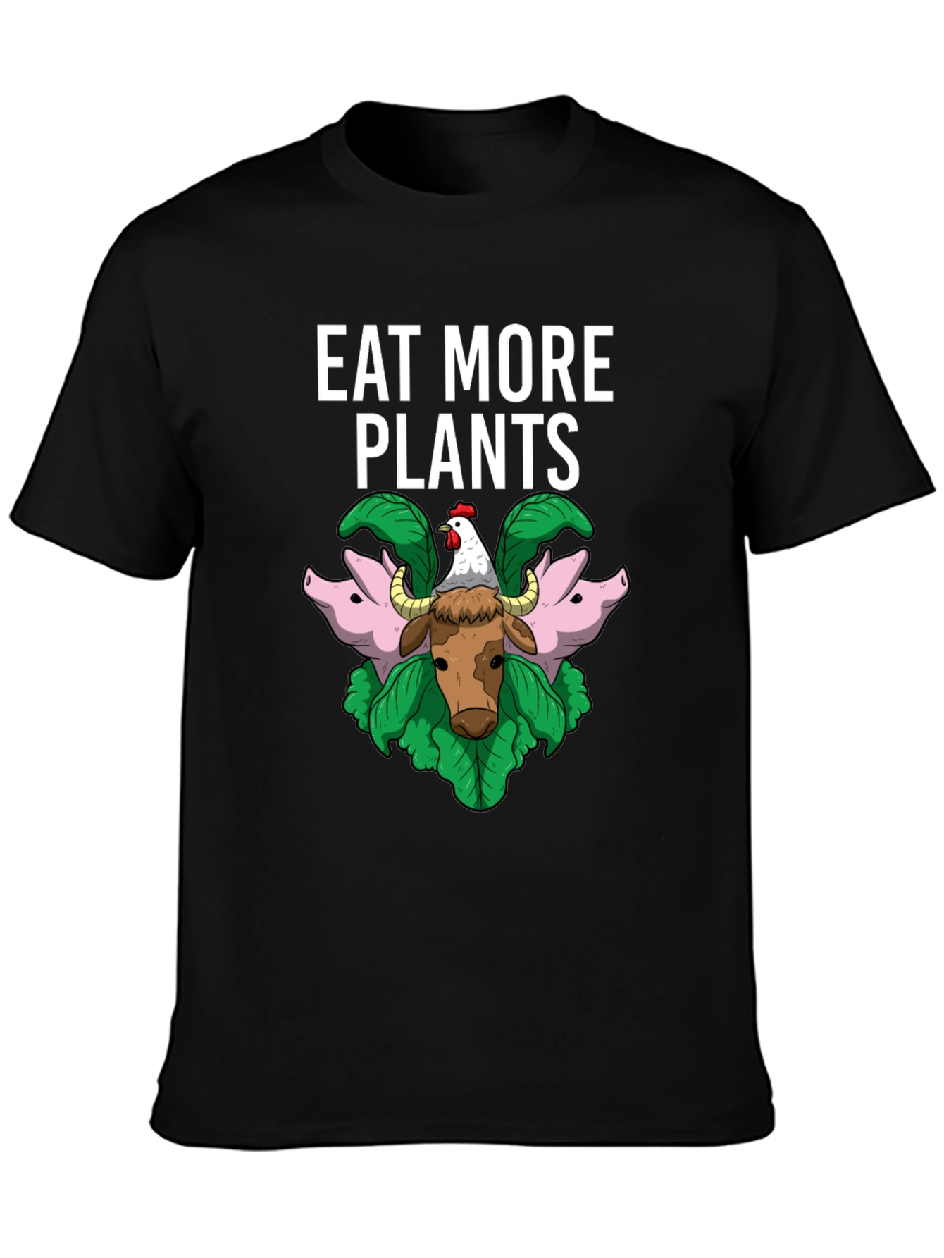 Eat More Plants Graphic T-Shirt Vegan Animal Lover Tee