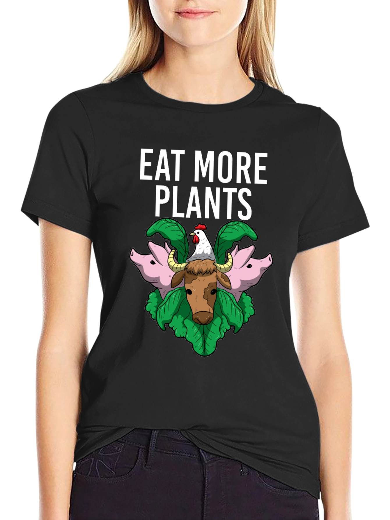 Eat More Plants Graphic T-Shirt Vegan Animal Lover Tee