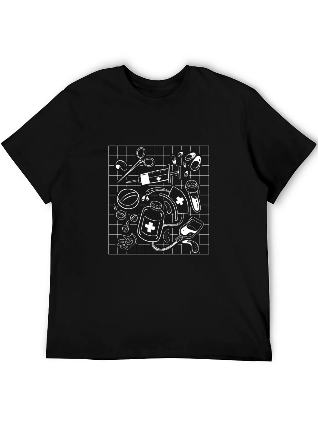 Medical Doodle Graphic Black T-Shirt