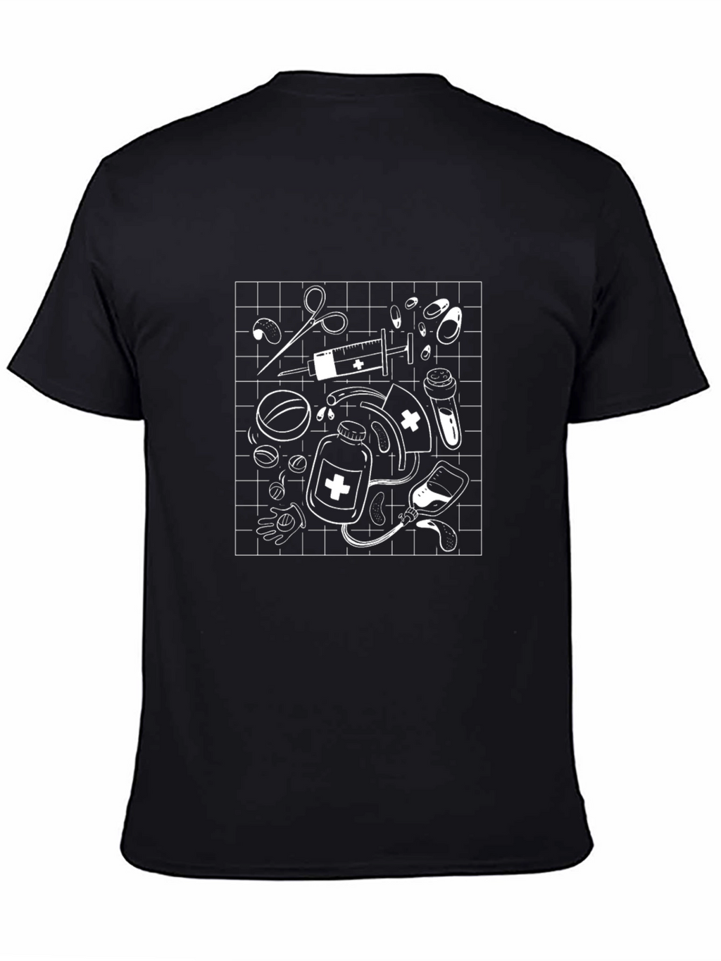 Medical Doodle Graphic Black T-Shirt