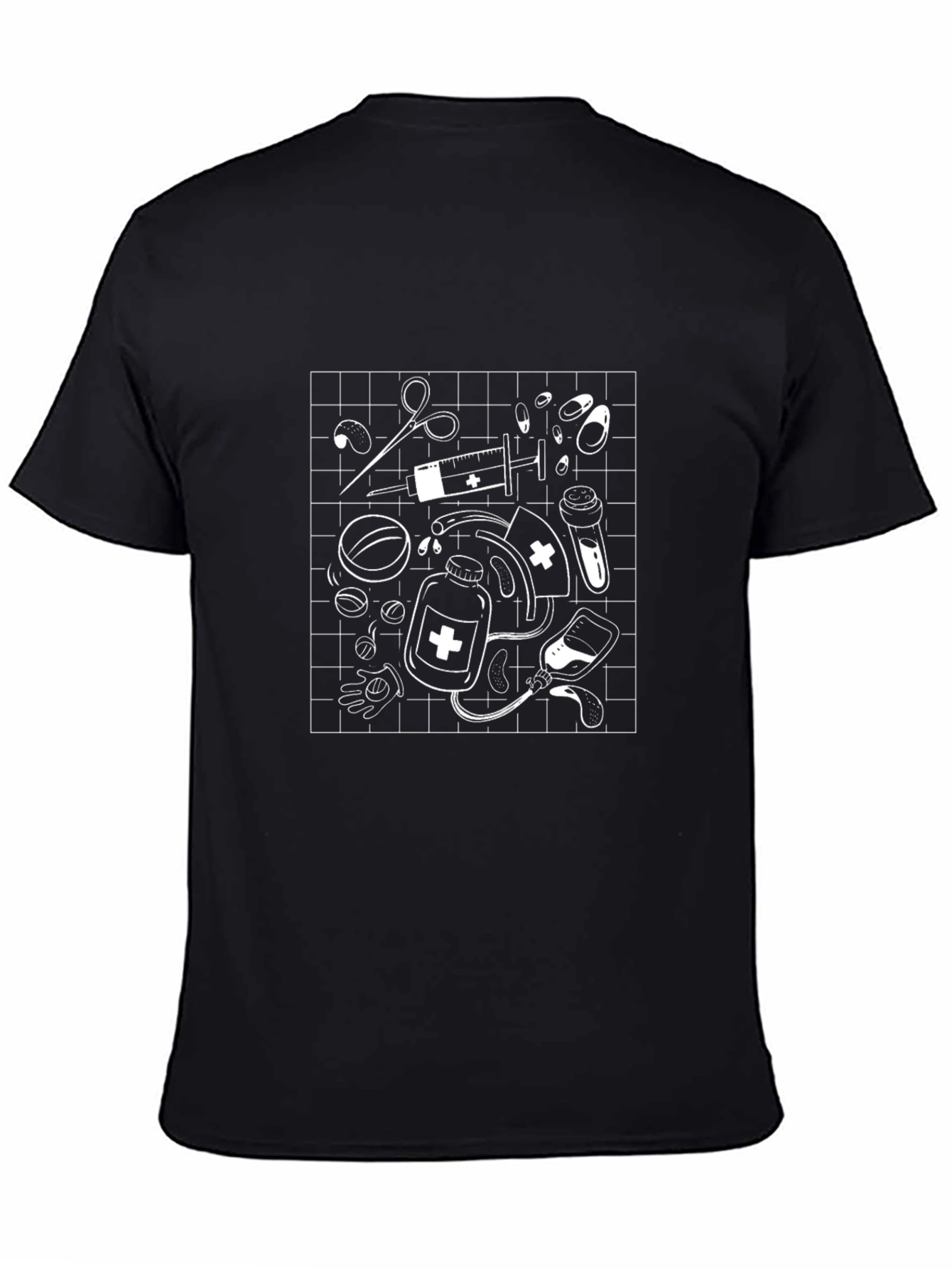 Medical Doodle Graphic Black T-Shirt