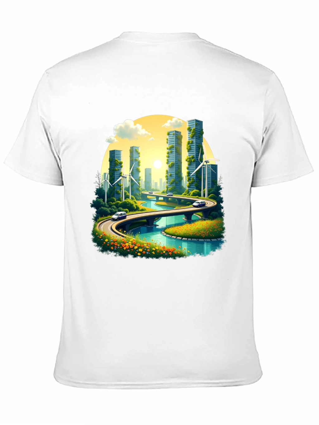 Eco Cityscape Graphic Tee - Modern Green Living