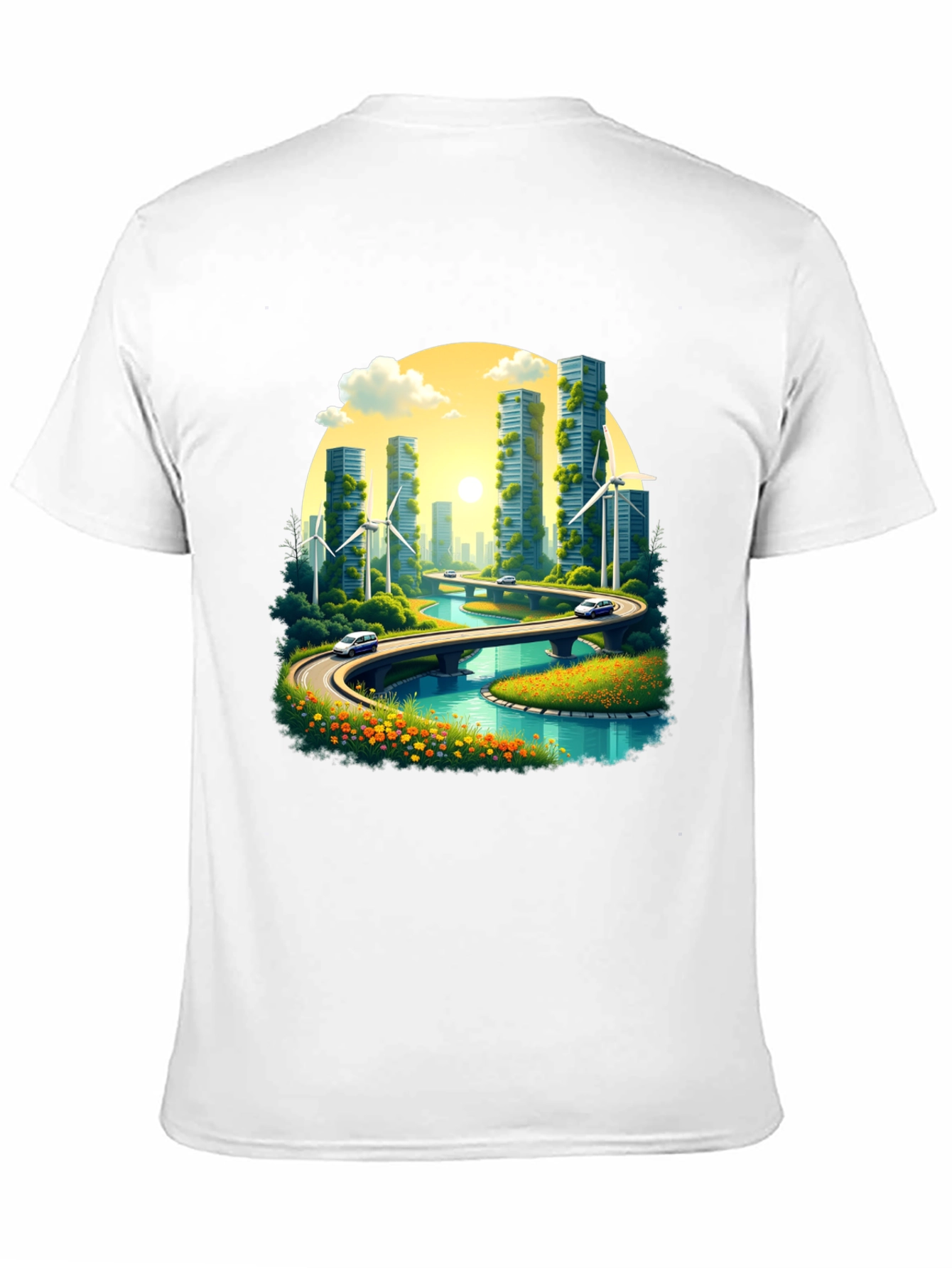 Eco Cityscape Graphic Tee - Modern Green Living