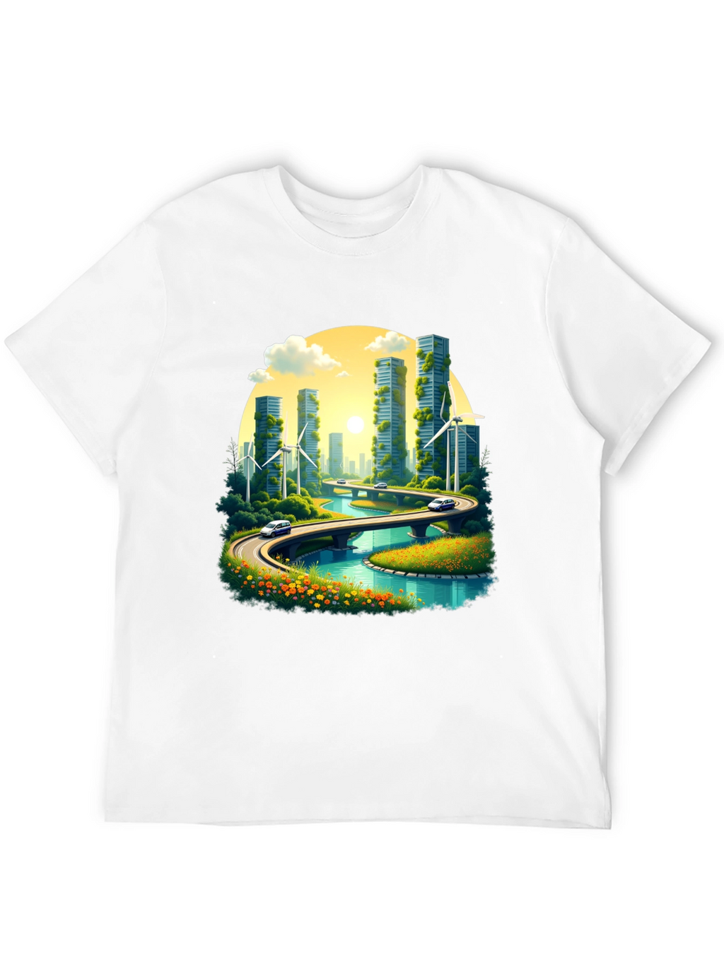 Eco Cityscape Graphic Tee - Modern Green Living