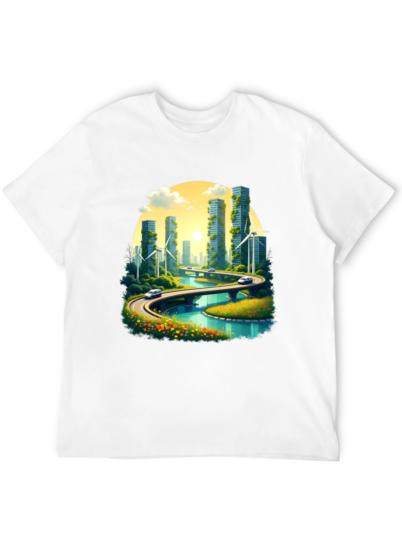 Eco Cityscape Graphic Tee - Modern Green Living