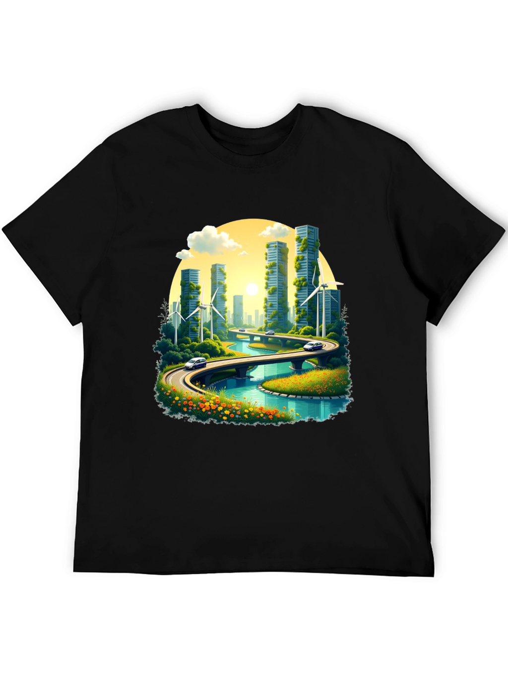 Eco Cityscape Graphic Tee - Modern Green Living