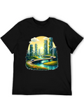 Eco Cityscape Graphic Tee - Modern Green Living