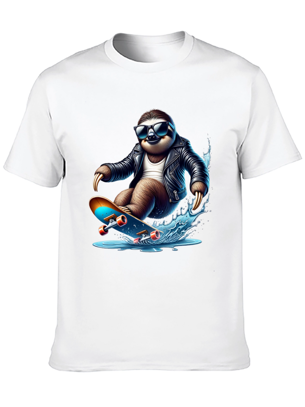 Cool Sloth Skateboarder Graphic Tee