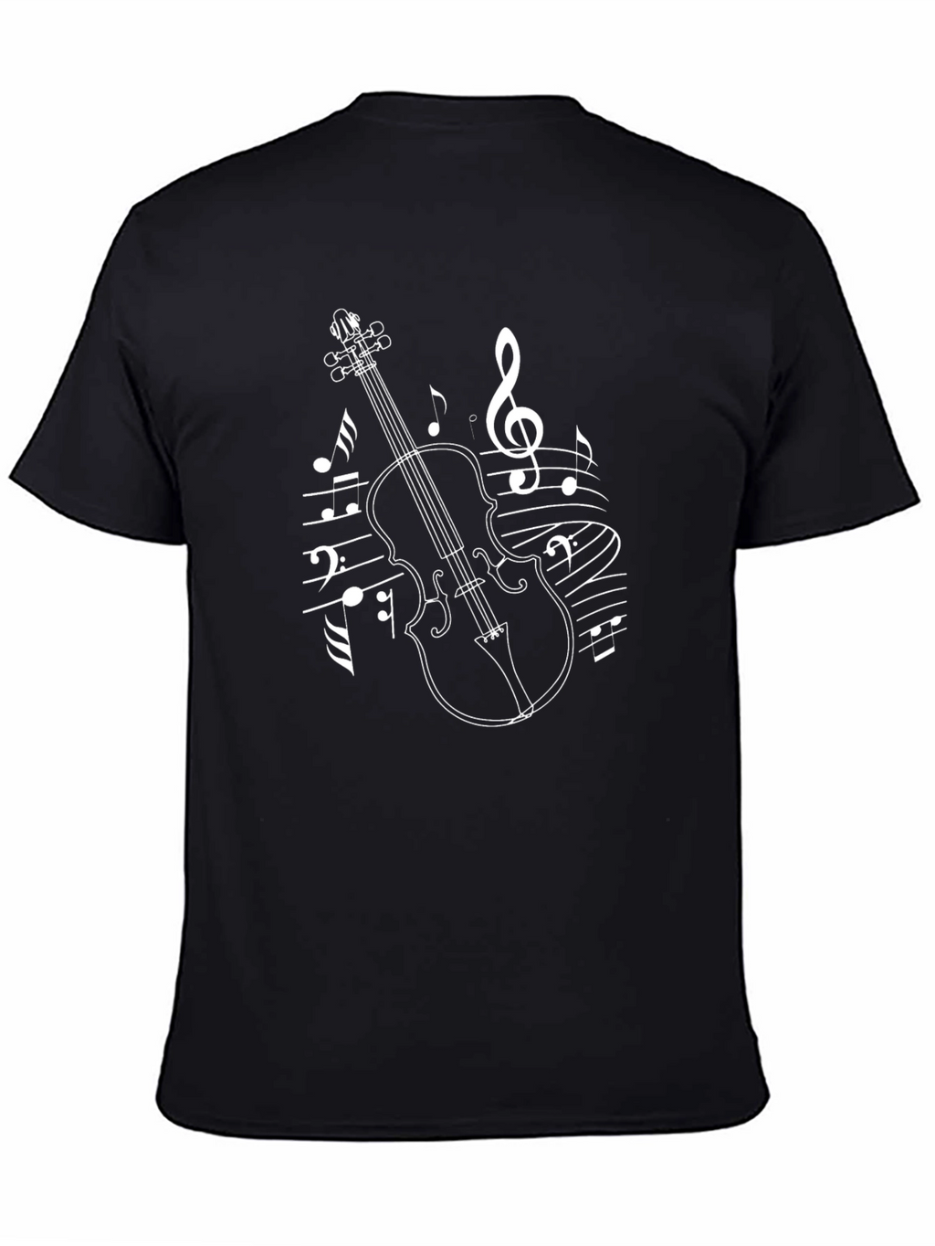 Musical Violin Graphic Tee - Black Cotton T-Shirt