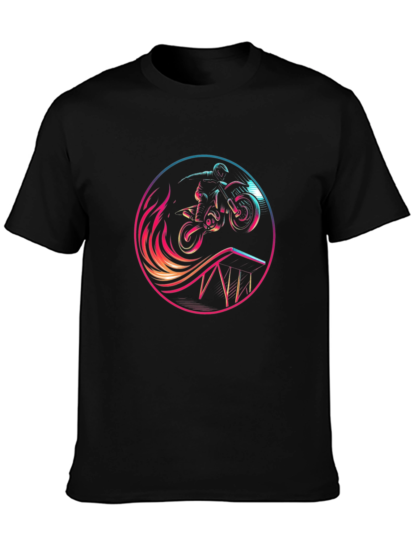 Motocross Rider Graphic Tee - Stylish Black T-Shirt