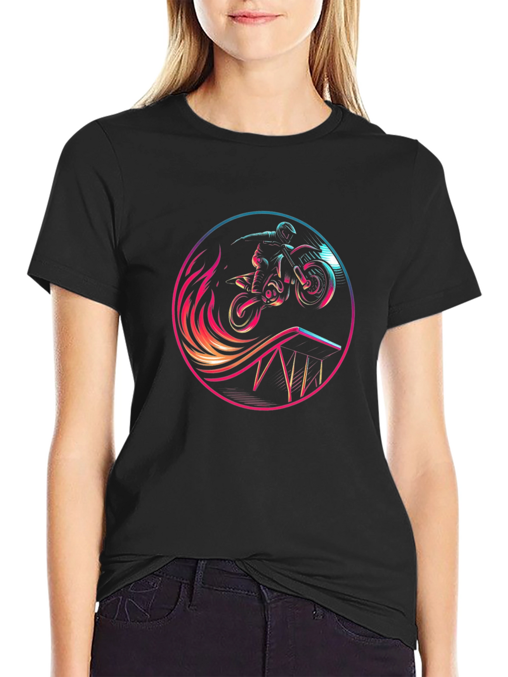 Motocross Rider Graphic Tee - Stylish Black T-Shirt