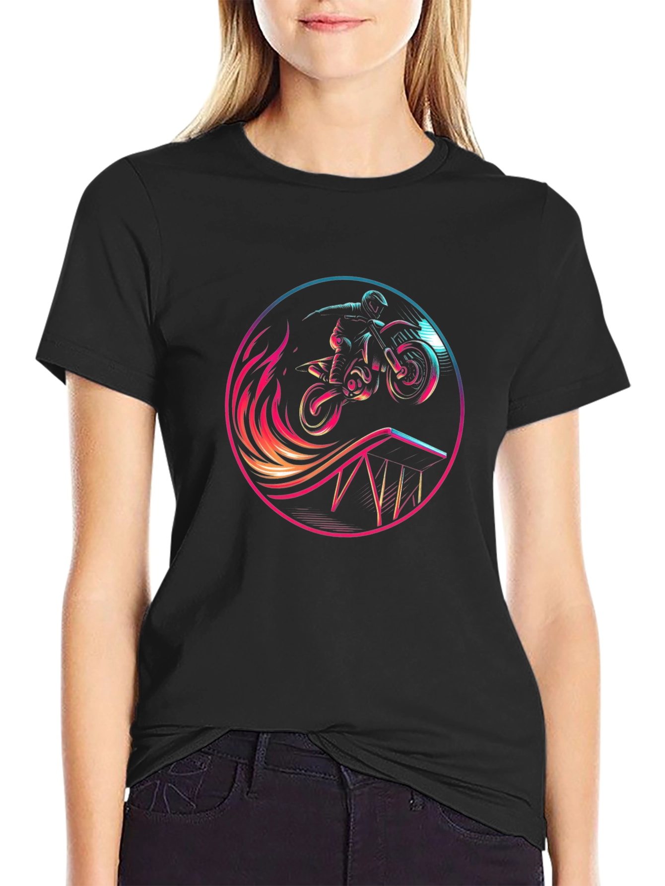 Motocross Rider Graphic Tee - Stylish Black T-Shirt