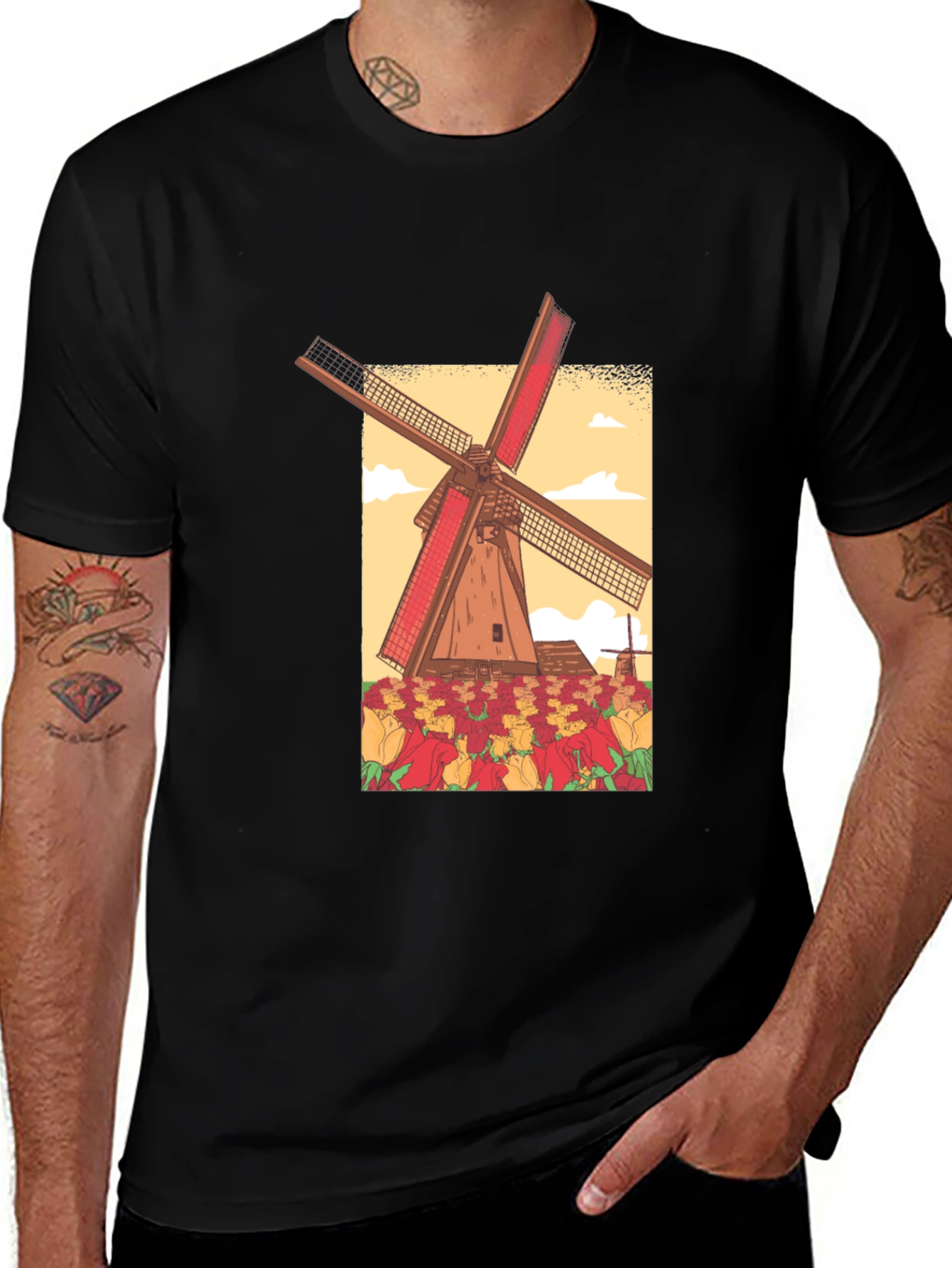 Dutch Windmill Graphic T-Shirt