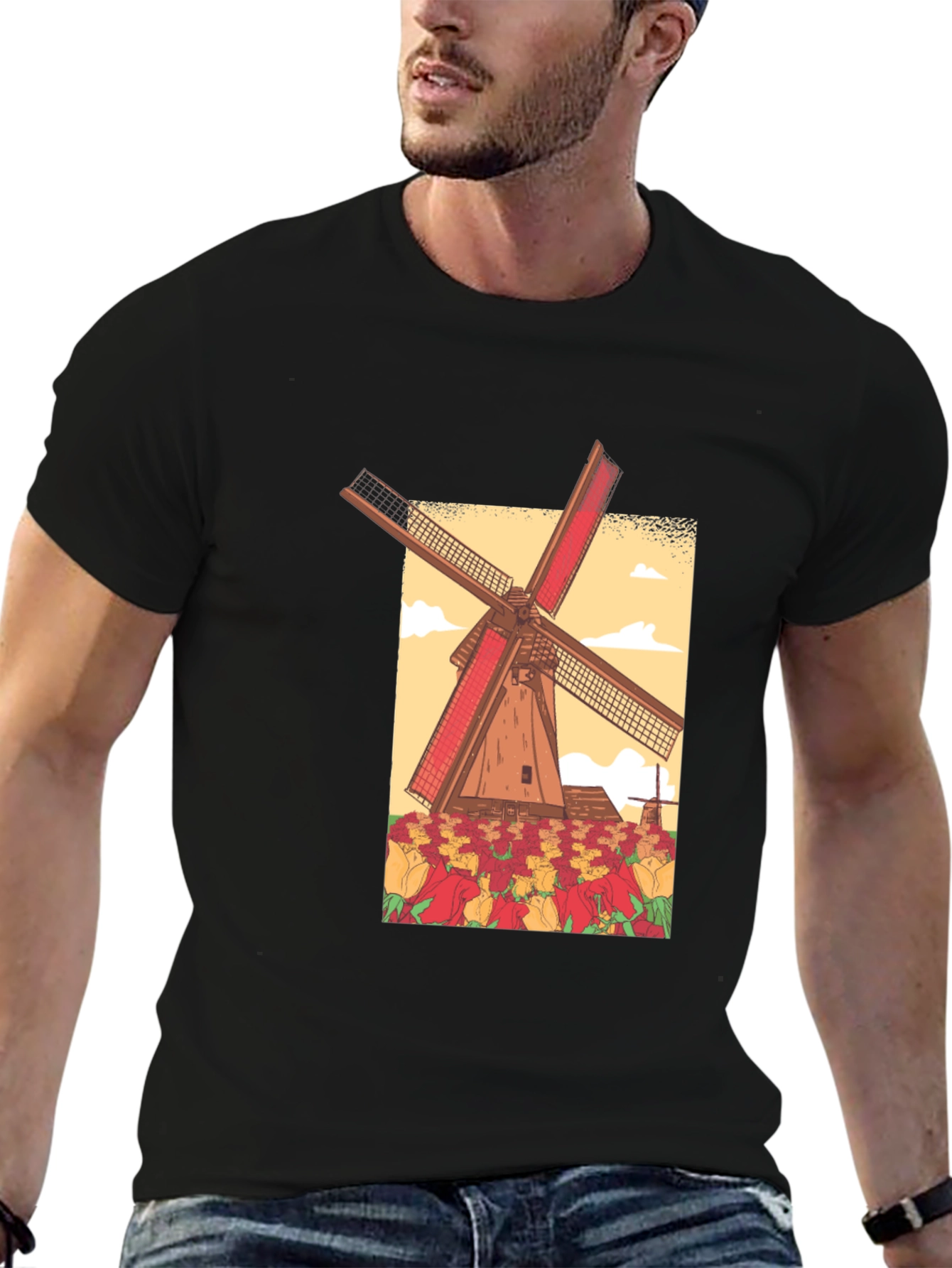Dutch Windmill Graphic T-Shirt