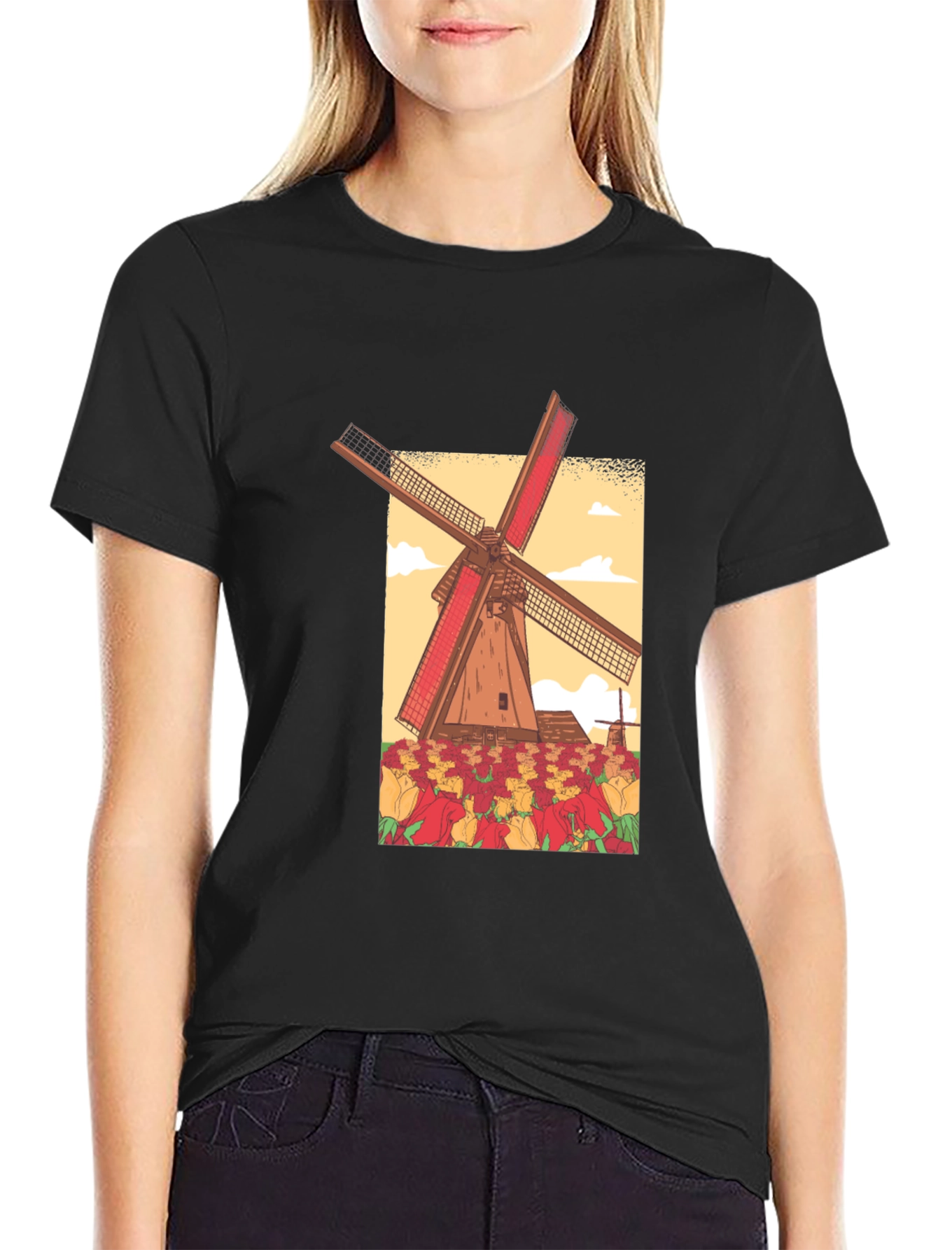 Dutch Windmill Graphic T-Shirt