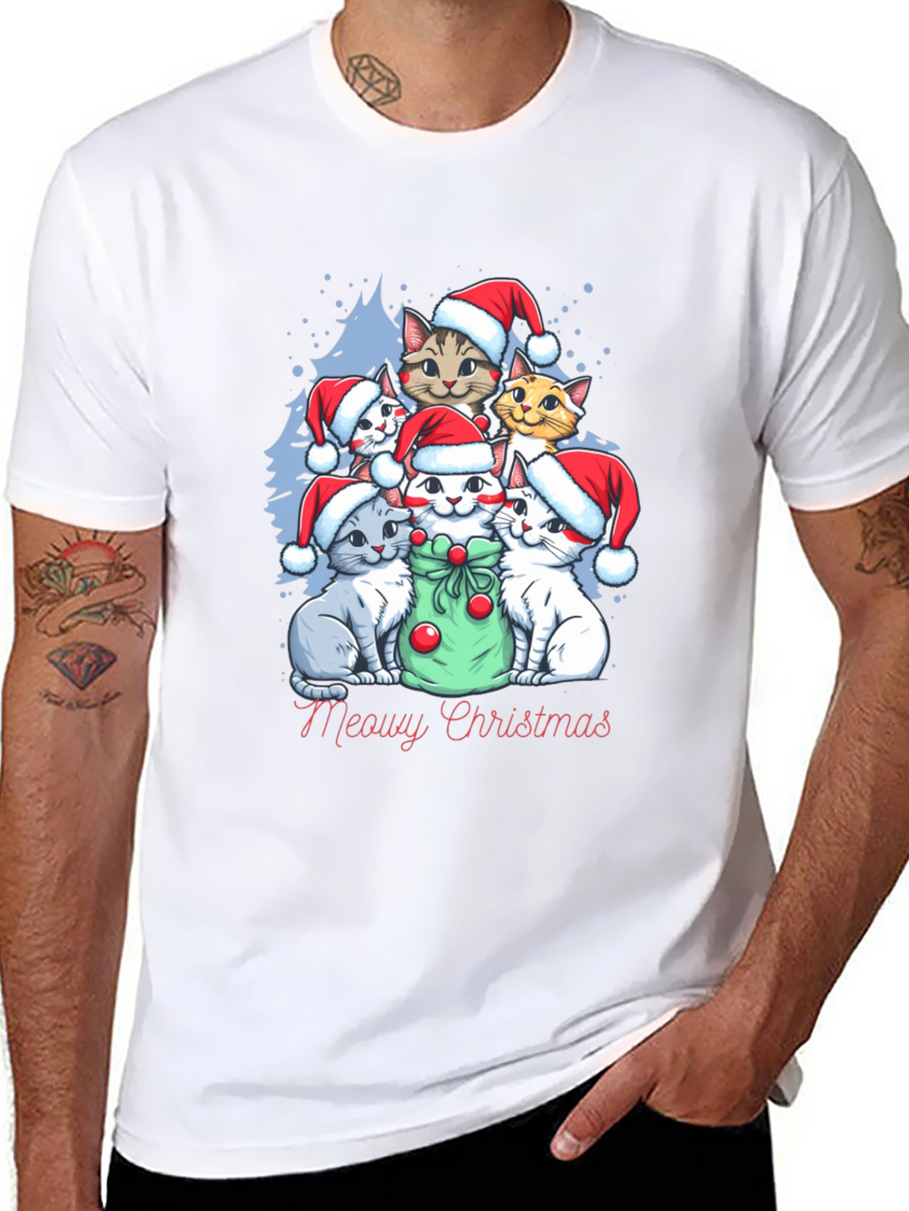 Meowy Christmas Cat Lover T-Shirt
