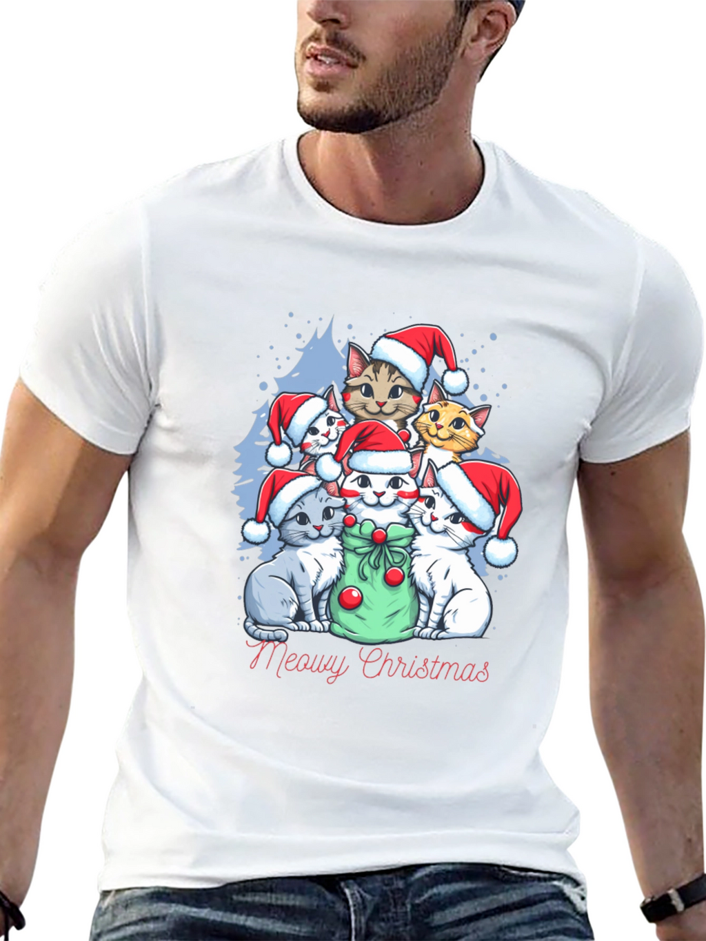 Meowy Christmas Cat Lover T-Shirt