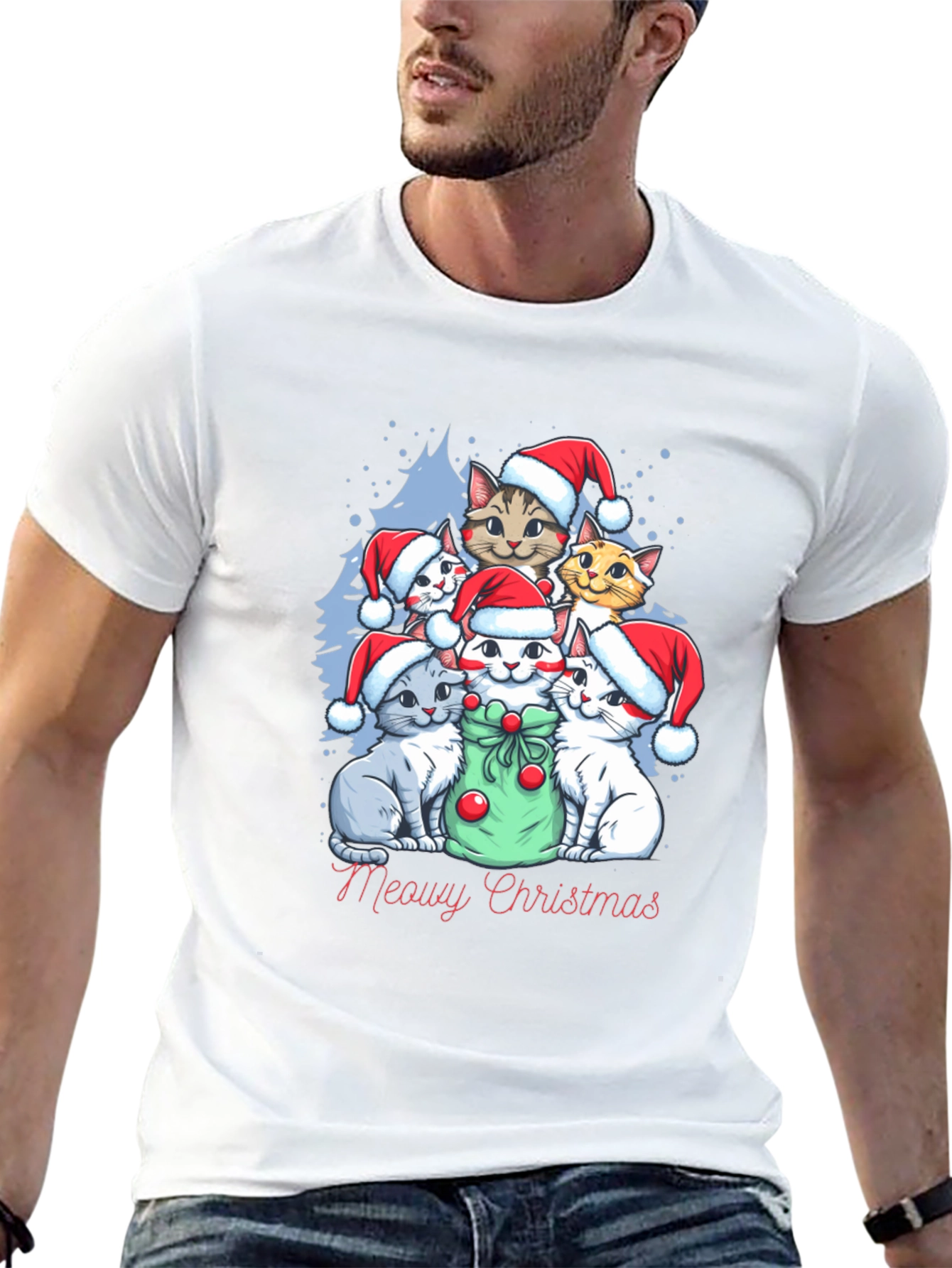 Meowy Christmas Cat Lover T-Shirt