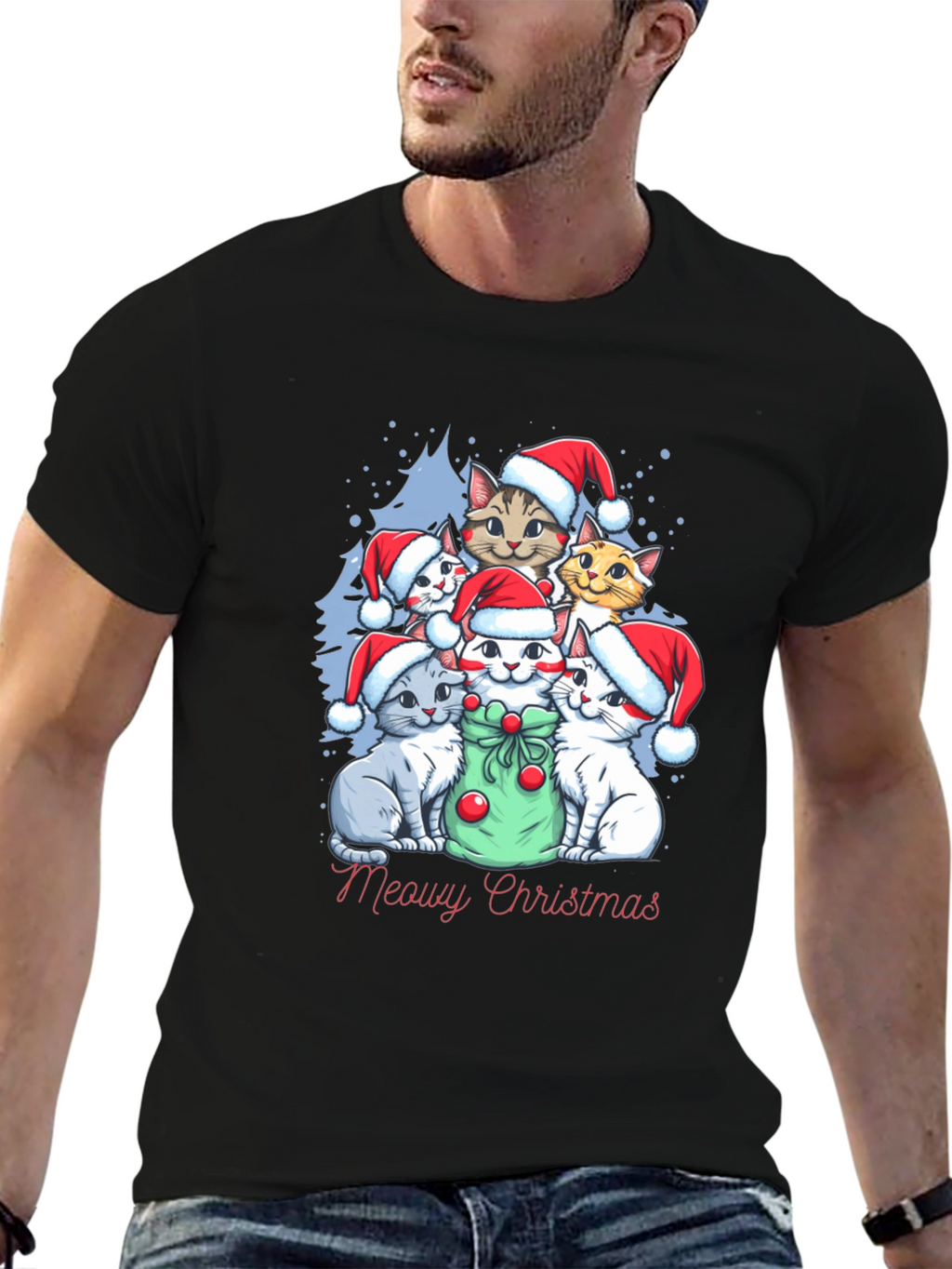 Meowy Christmas Cat Lover T-Shirt